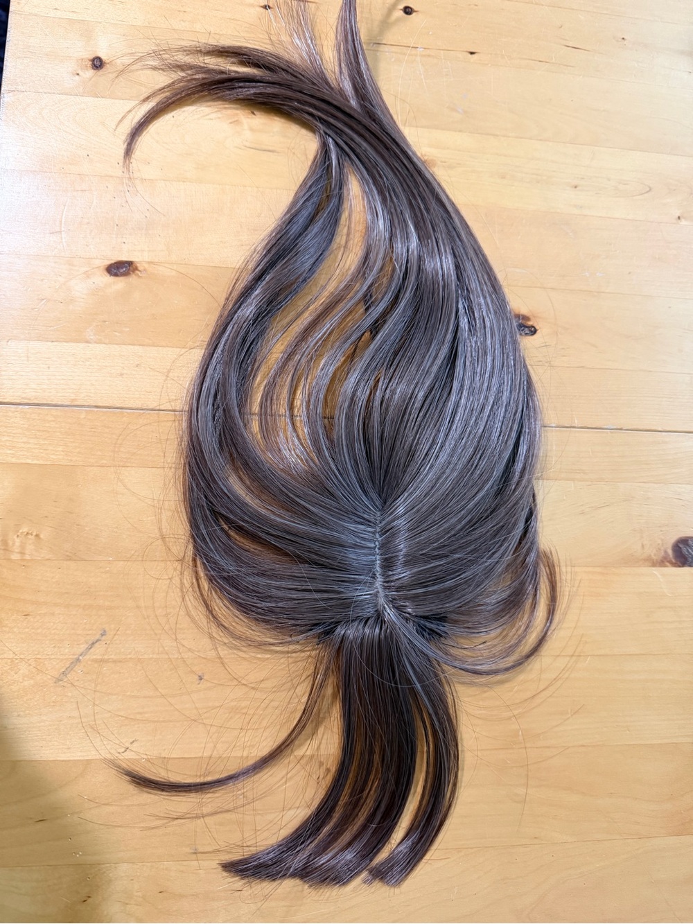 Human Hair Topper Clip-In in Ash Brown with Subtle Highlights
